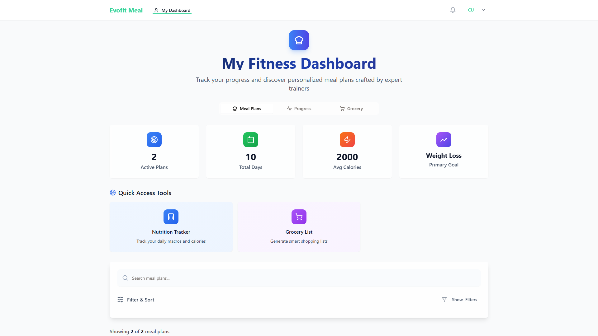Customer Meal Plan View